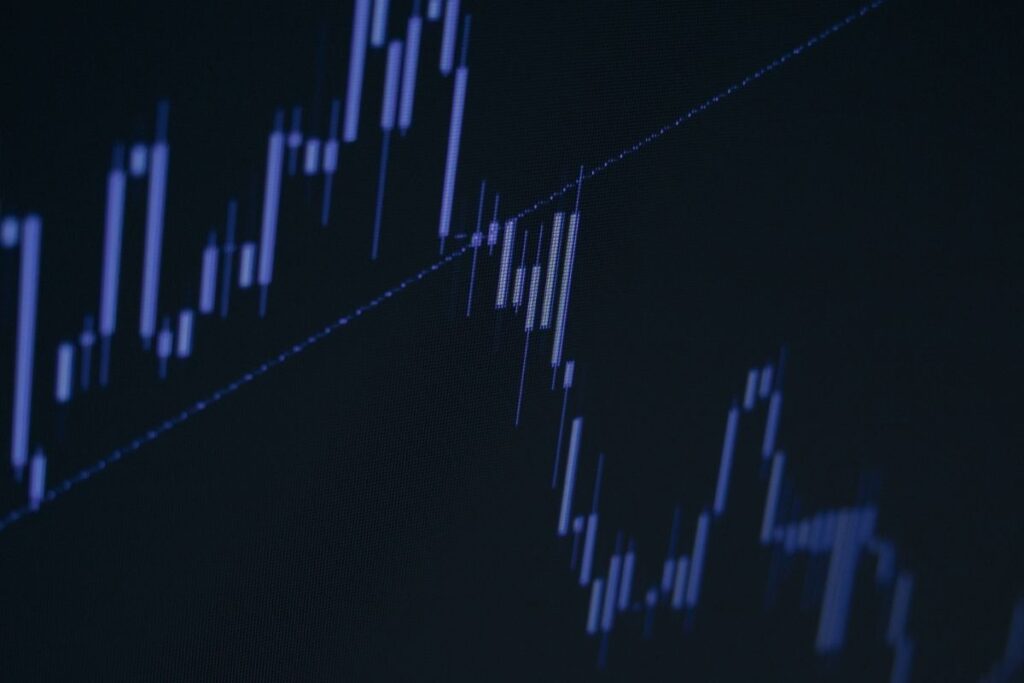 stock market price on screen close up